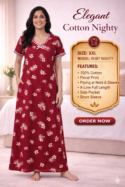 Elegant Cotton Maxi Nighty