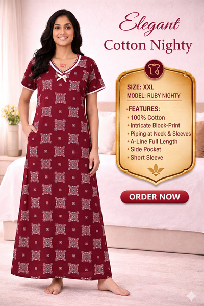 Elegant Cotton Maxi Nighty