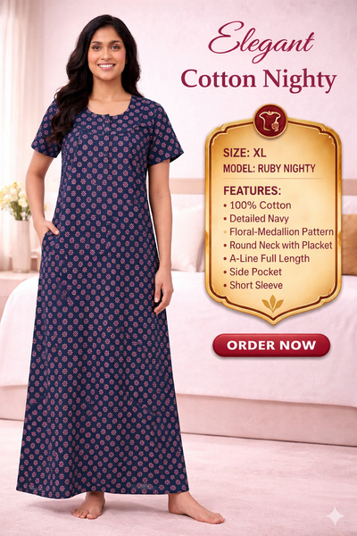 Elegant Cotton Maxi Nighty