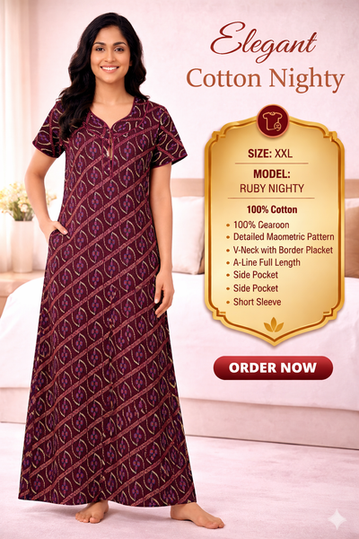 Elegant Cotton Maxi Nighty
