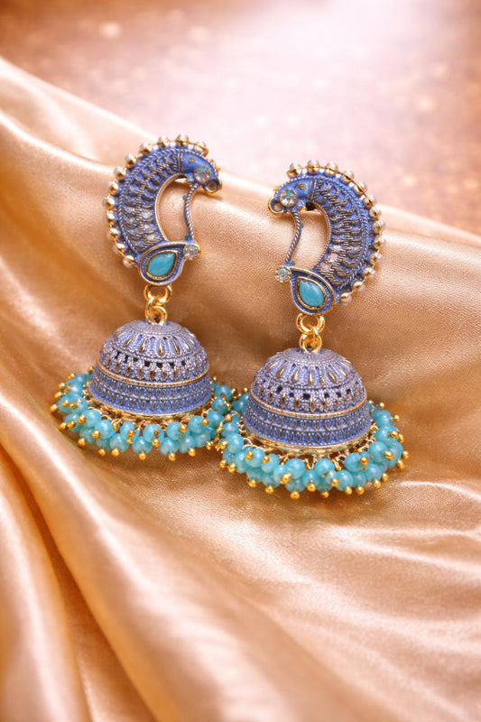 ✨ Royal Peacock Jhumka Earrings✨