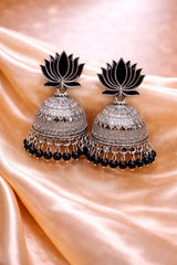 ✨  Lotus Silver Jhumka Earrings ✨