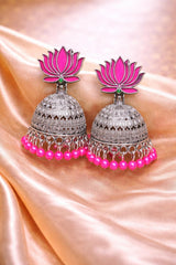 ✨  Lotus Silver Jhumka Earrings ✨