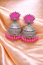 ✨  Lotus Silver Jhumka Earrings ✨