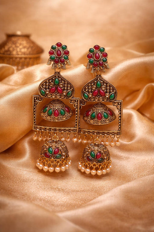 ✨ Royal Multi-Layer Jhumka Statement Earrings ✨