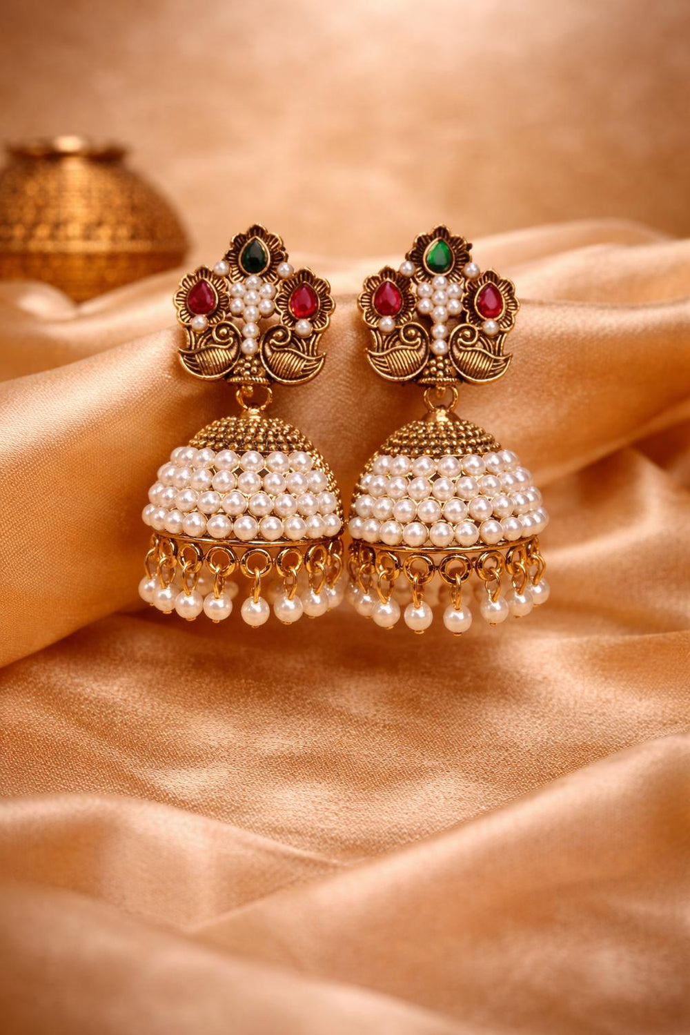 ✨ Royal Pearl Jhumka Earrings ✨