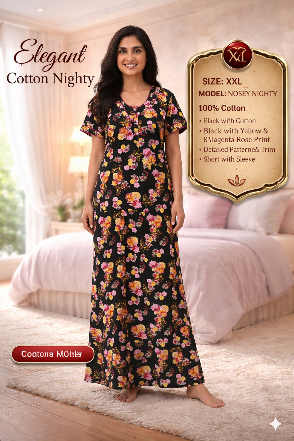 Elegant Cotton Maxi Nighty