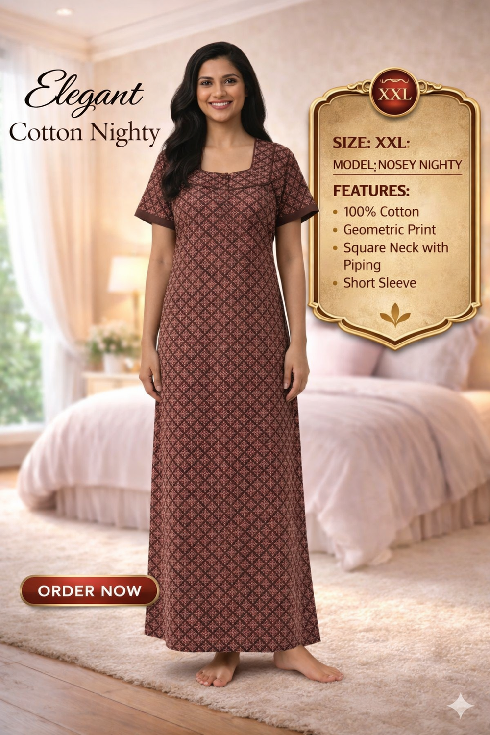 Elegant Cotton Maxi Nighty