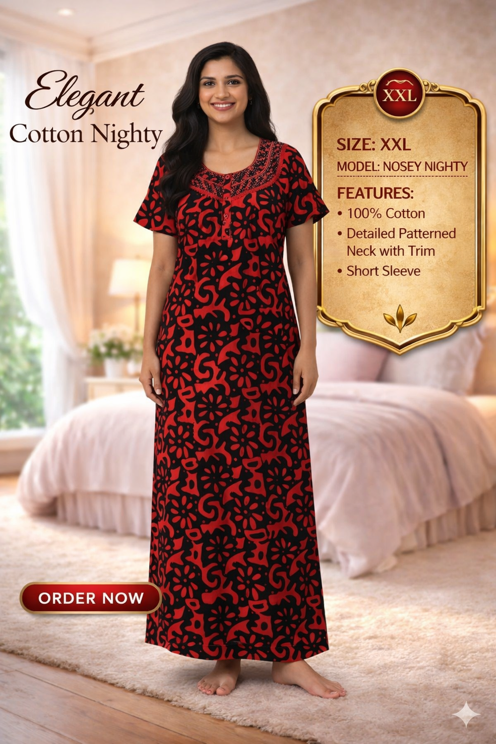 Elegant Cotton Maxi Nighty