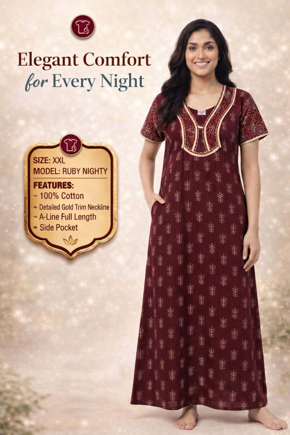 Elegant Cotton Maxi Nighty