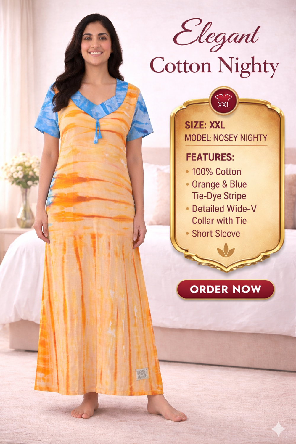 Elegant Cotton Maxi Nighty