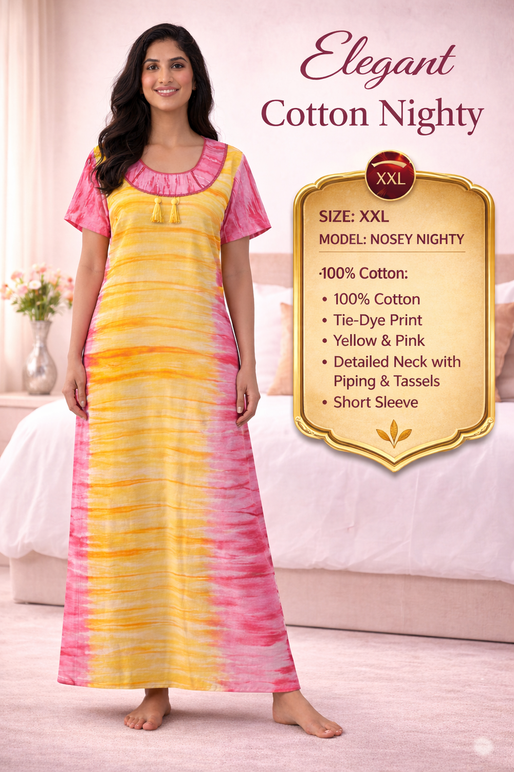 Elegant Cotton Maxi Nighty