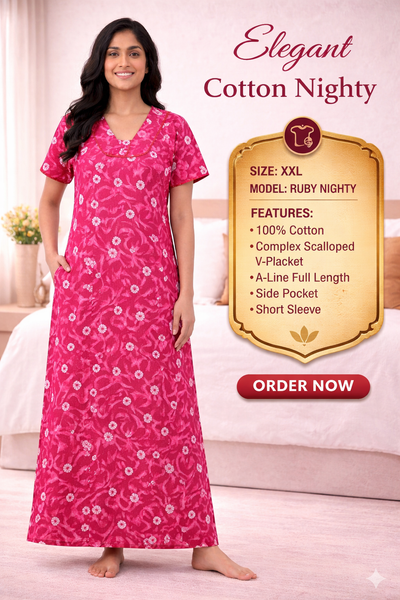 Elegant Cotton Maxi Nighty