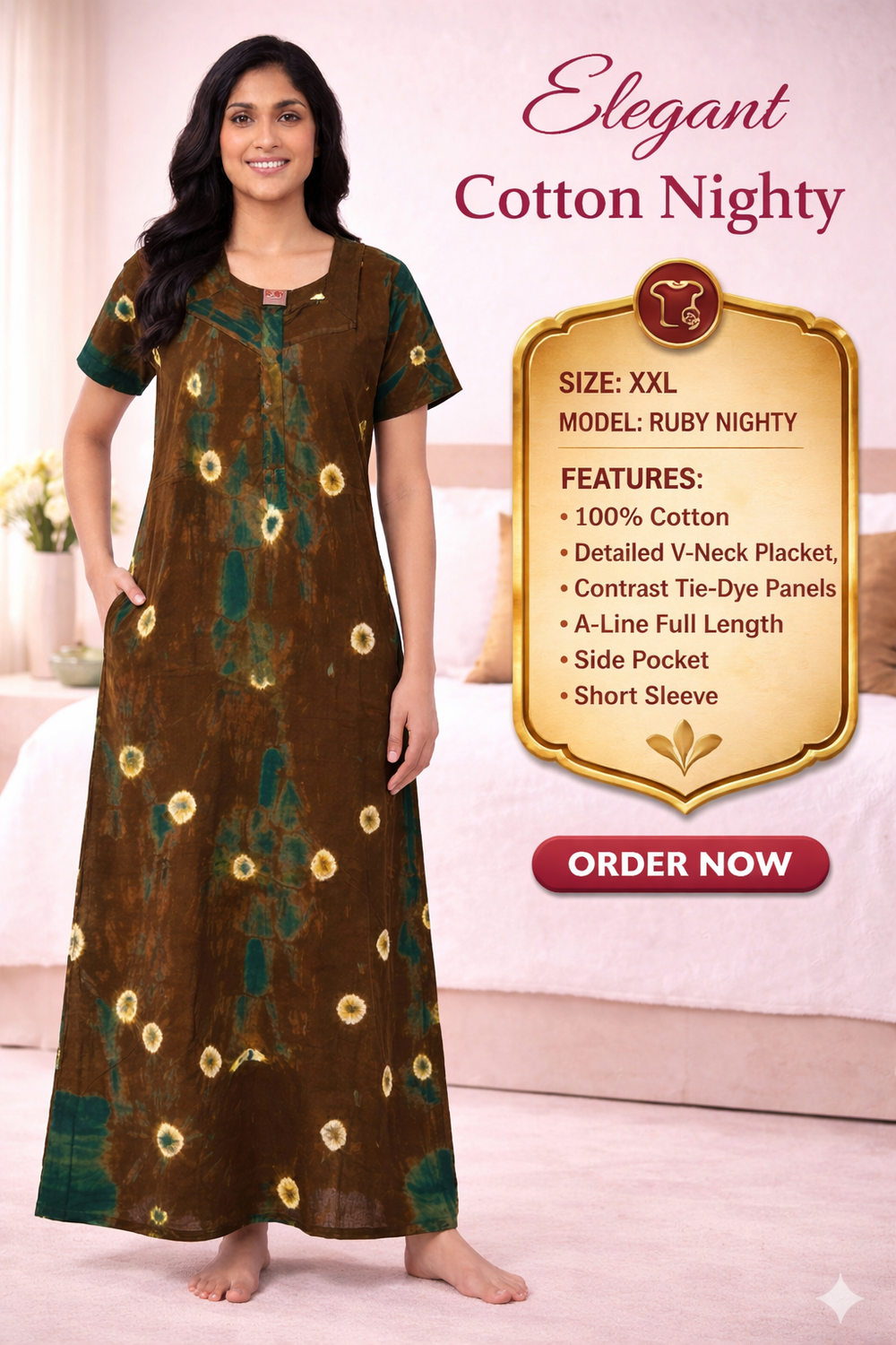 Elegant Cotton Maxi Nighty