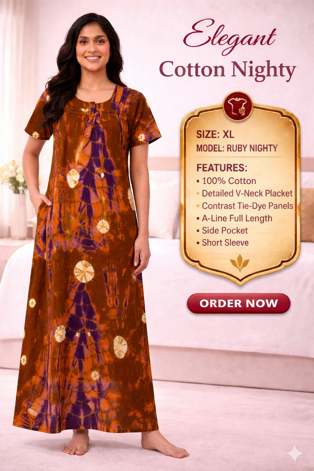 Elegant Cotton Maxi Nighty