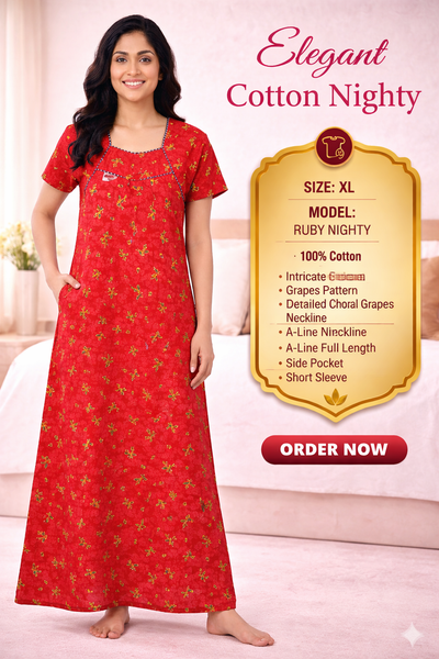 Elegant Cotton Maxi Nighty