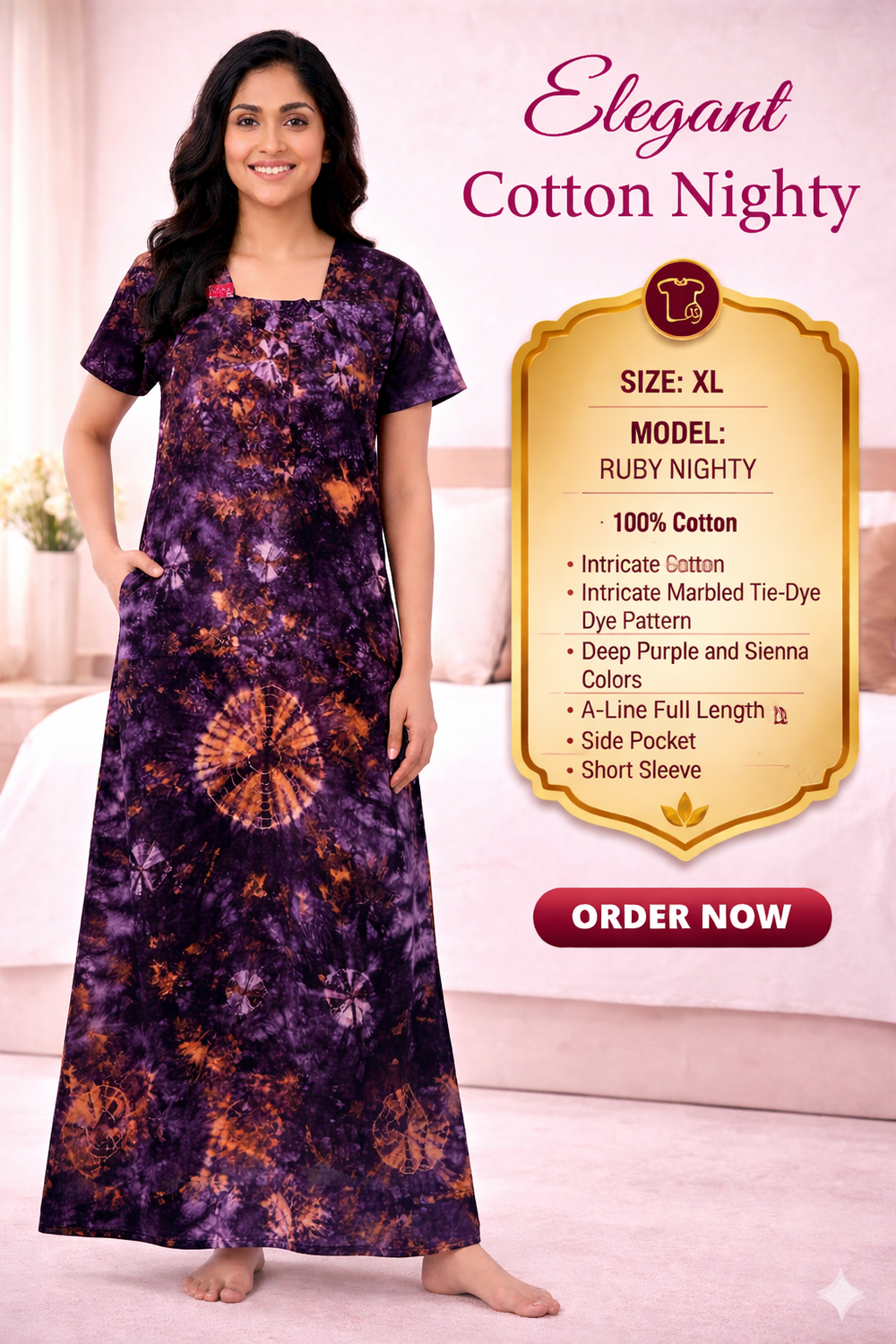 Elegant Cotton Maxi Nighty