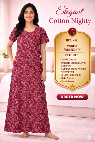 Elegant Cotton Maxi Nighty