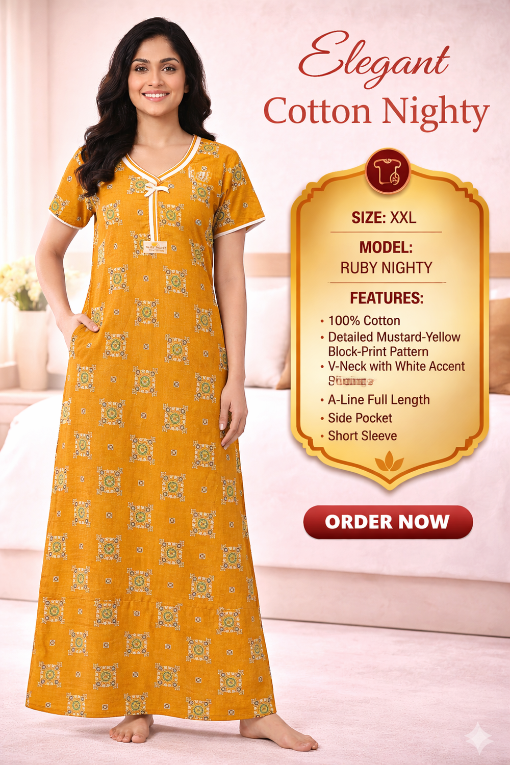 Elegant Cotton Maxi Nighty