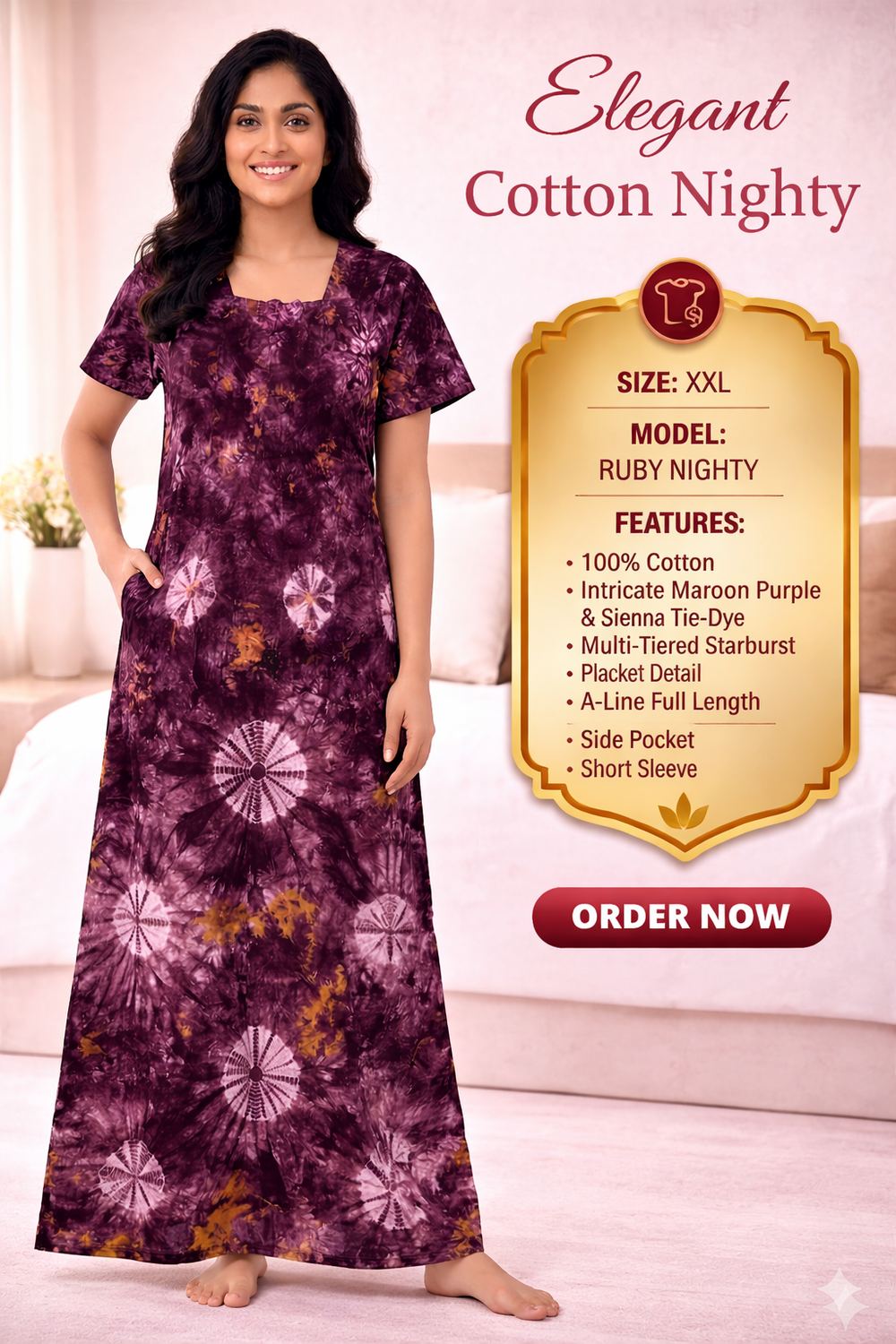 Elegant Cotton Maxi Nighty