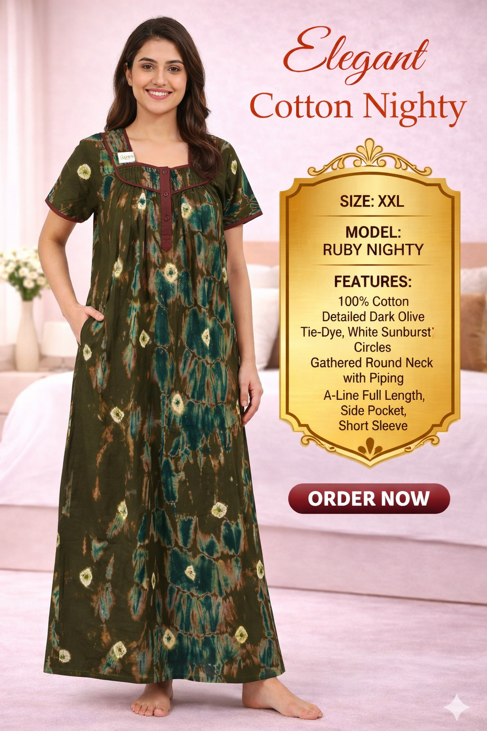 Elegant Cotton Maxi Nighty