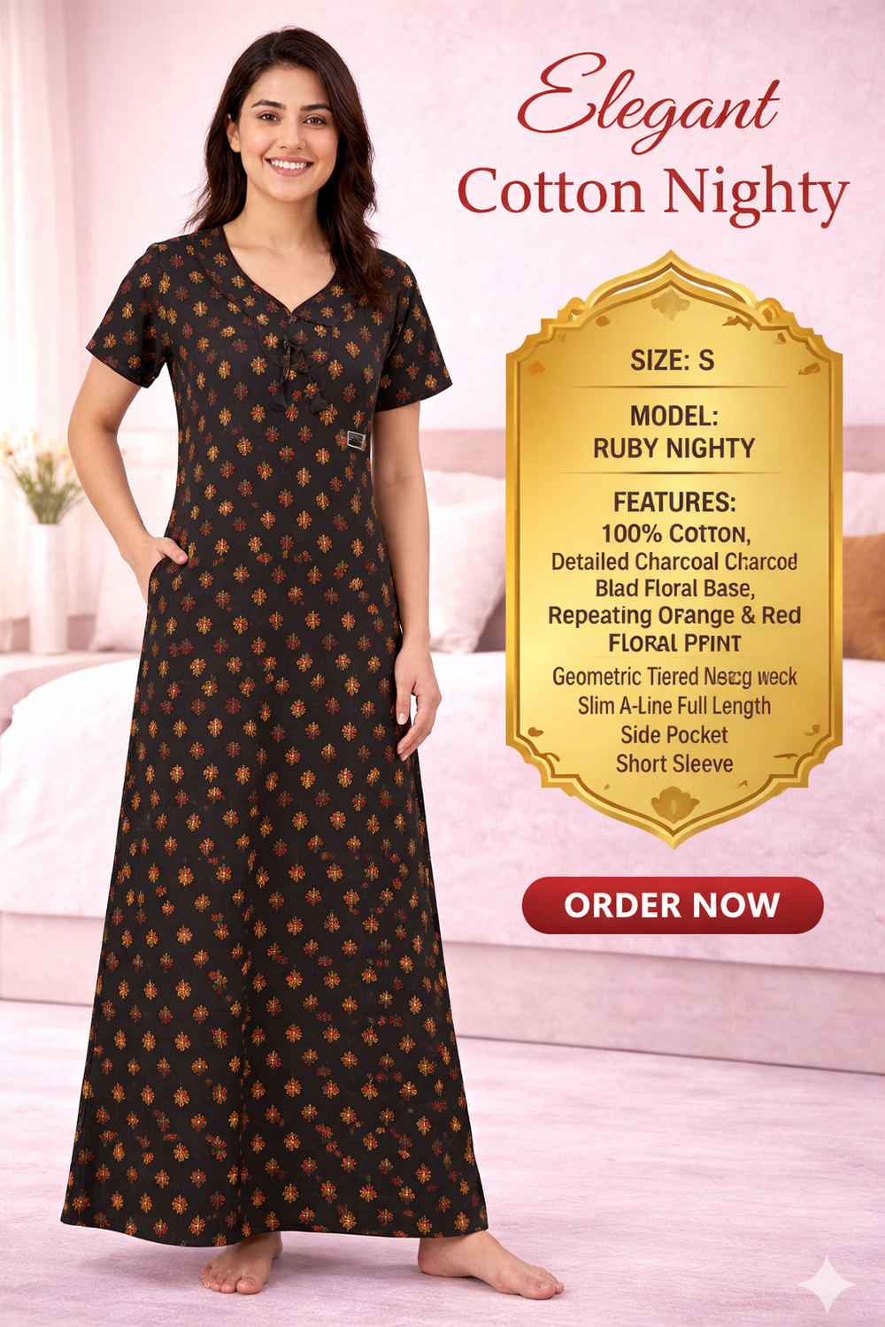 Elegant Cotton Maxi Nighty