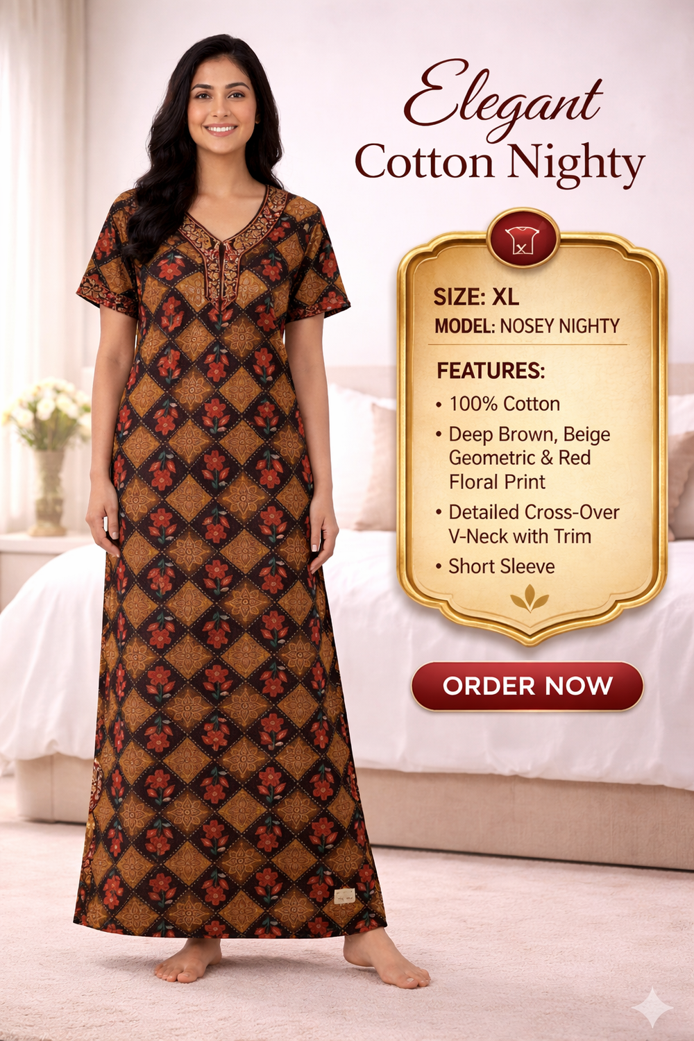 Elegant Cotton Maxi Nighty