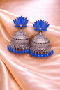 ✨  Lotus Silver Jhumka Earrings ✨