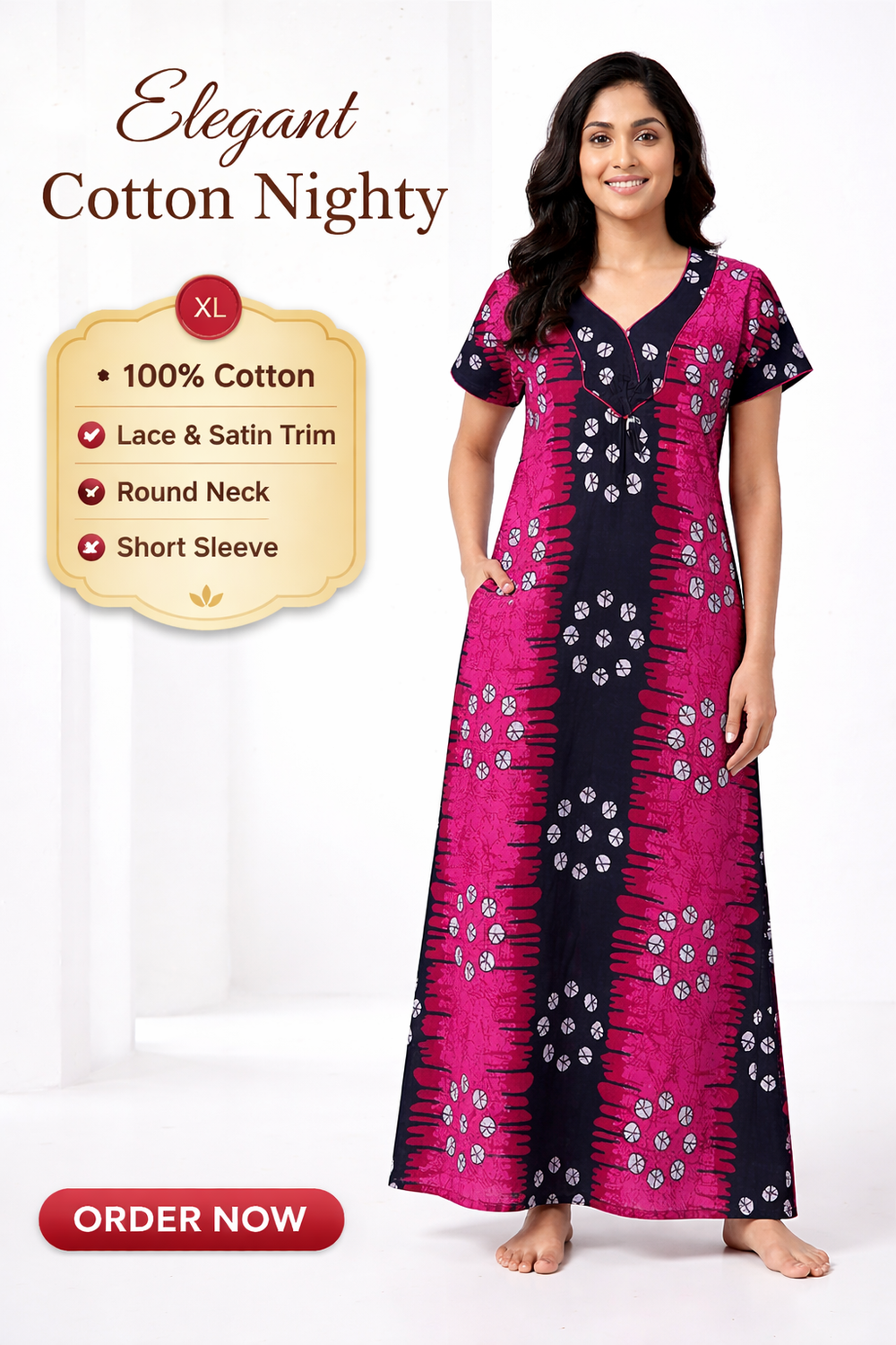 Elegant Cotton Maxi Nighty